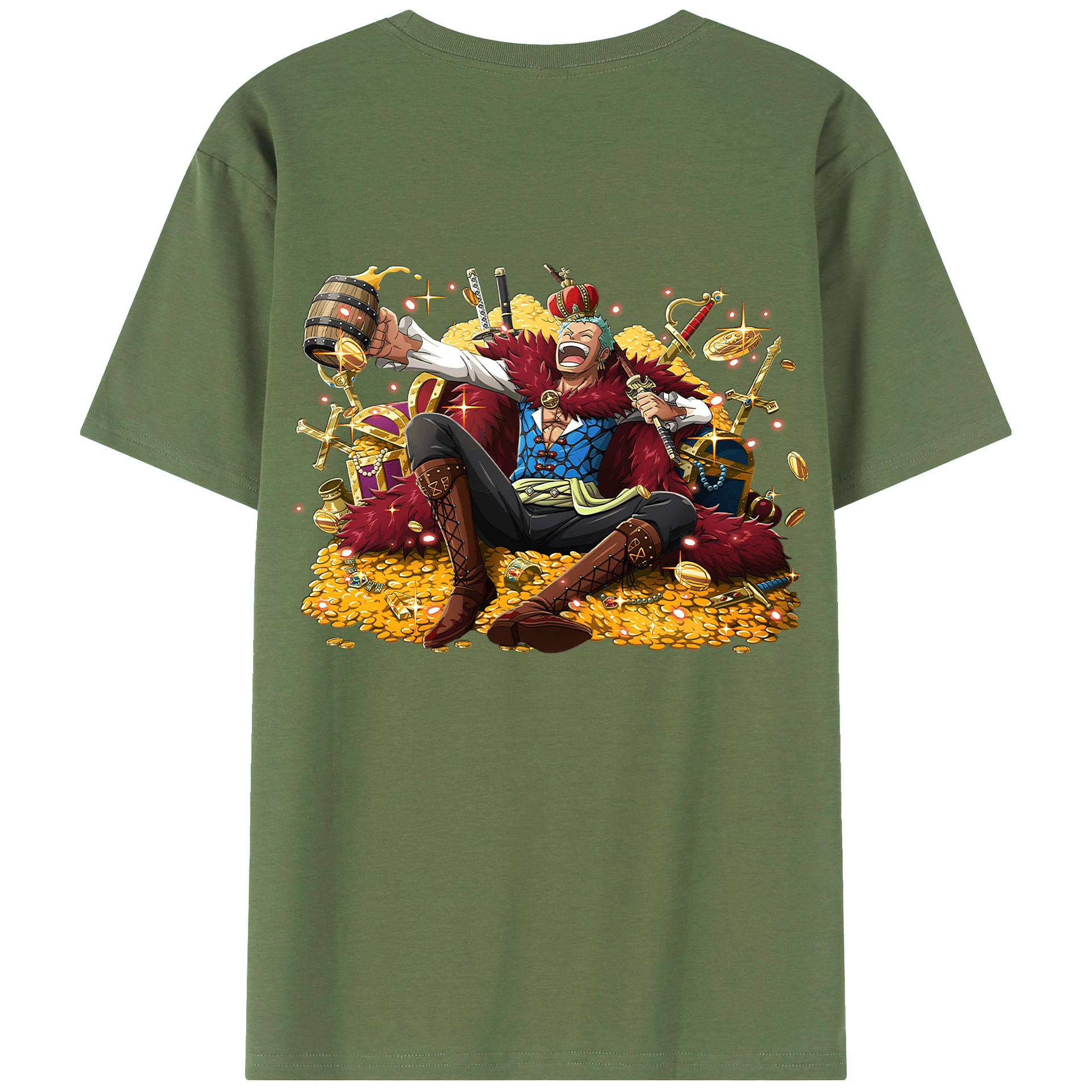 ワンピース ロロノア・ゾロ ONE PIECE Roronoa Zoro 綿100％ メンズ半袖Tシャツ（バックプリント） 通気性